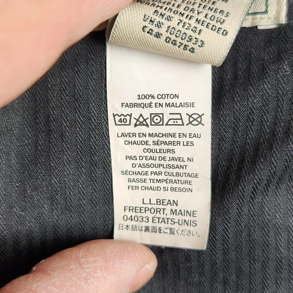 L.L. Bean Chino Pants Mens Size 35 Navy Blue Cotton Stretch Casual Comfort Waist
